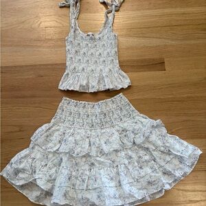 Olivaceous Floral Smocked Set in Cream and Purple